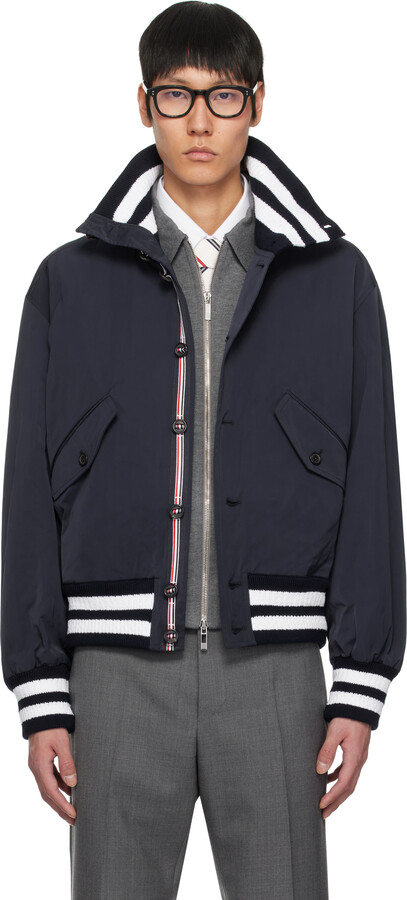 Thom Browne Navy Tech Flight Bomber Jacket
