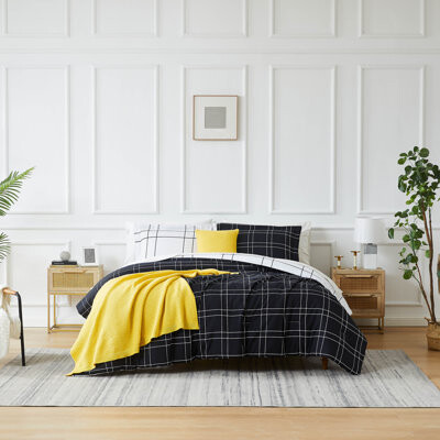SouthShore Fine Linens Urban Grid Oversized Reversible lightweight Comforter Holiday Bedding Set