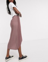 Thumbnail for your product : ASOS DESIGN plisse column midi skirt with wrap detail in mink