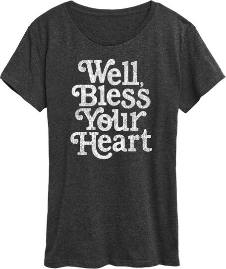 Instant Message Women'sInstantMessageWellBlessYourHeartShortSleeveGraphicT-Shirt-HeatherCharcoal-1X