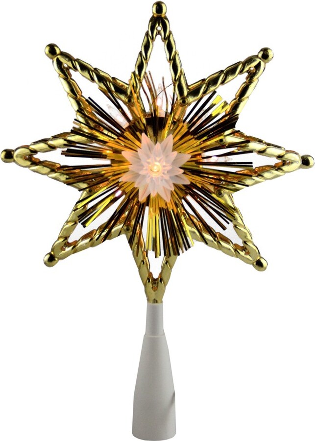 Northlight 8" Gold Tinsel 8 Point Star Christmas Tree Topper Clear Lights ShopStyle