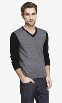 Thumbnail for your product : Express Color Block Merino Wool V-Neck Sweater