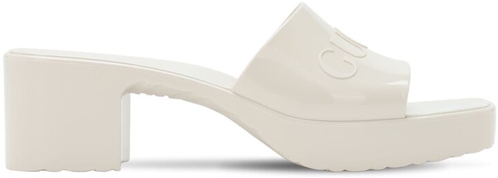 white rubber platform sandals