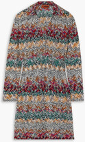 Metallic crochet-knit mini dress 