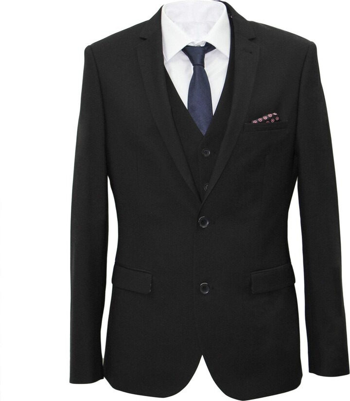 carter & jones Suit Big & Tall Tailored Fit Three Piece in Black 52L ShopStyle