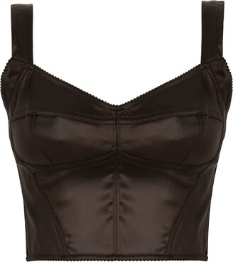Miss Selfridge satin wide strap corset top in black