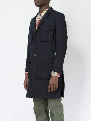 Undercover flap pocket mid-length coat