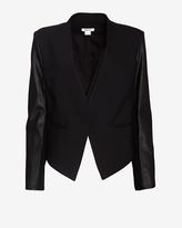 Thumbnail for your product : Helmut Lang Smoking Wool Cropped Leather Sleeve Blazer