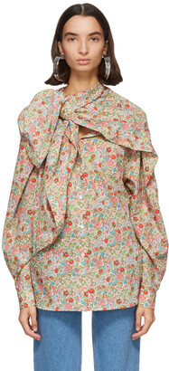 Y/Project Pink Floral Wrap Scarf Blouse