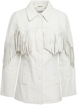 Thumbnail for your product : Ganni Fringed Textured-leather Jacket