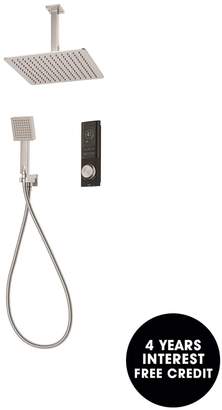 Triton HOME Digital Mixer Shower With Diverter, Square Wall Outlet And Square Fixed Drencher Head - Pumped
