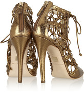 Thumbnail for your product : Brian Atwood Lyn metallic elaphe lace-up ankle boots
