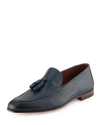 Magnanni Magnanni for Perforated Leather Tassel Loafer, Blue