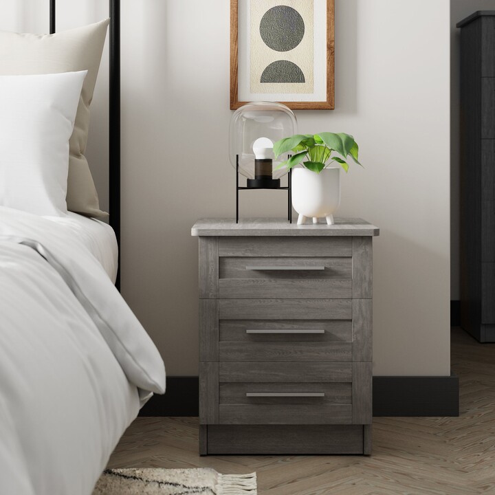 Dunelm Toby 3 Drawer Bedside Table Grey ShopStyle Chests