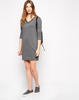 Thumbnail for your product : Vila Vitinny V Neck 3/4 Sleeve Dress With Ribbed Detail