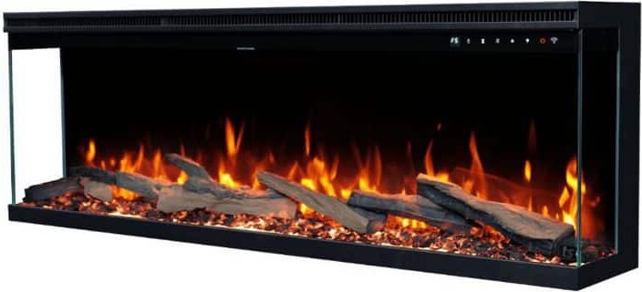 TOUCHSTONE HOME PRODUCTS Sideline Infinity Pro 50 in. 3-Sided Design Wall Mount or Recessed Electric Fireplace in Black with Fire Crackle Sound