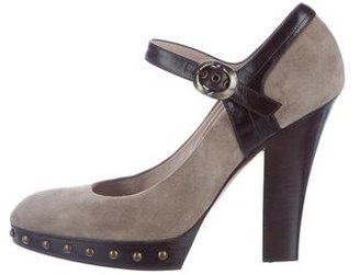 Pollini Suede Mary-Jane Pumps