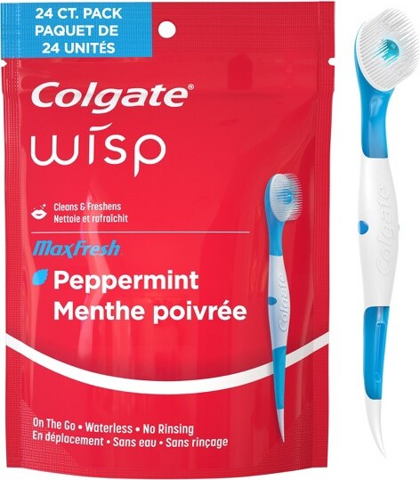 Colgate ColgateMaxFreshWispDisposableTravelToothbrushes-Mini-Peppermint-TrialSize-24ct