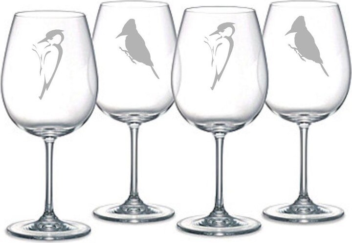 Etsy Woodpecker Glass Set Of 4 Bird Lover Christmas Gift Watcher Lodge Cabin Country Decor