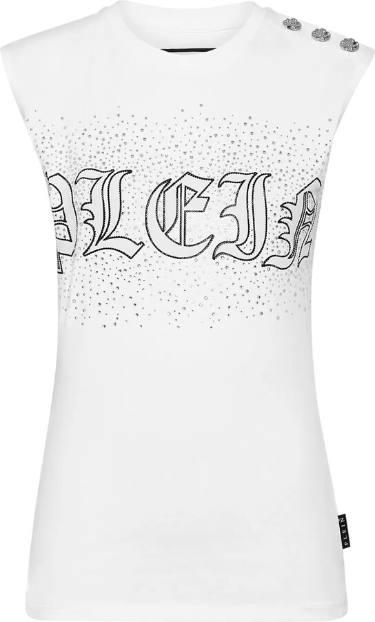 Philipp Plein Crystal-Embellished Cotton Tank Top