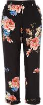 Thumbnail for your product : River Island Womens Black floral print ruffle cropped trousers
