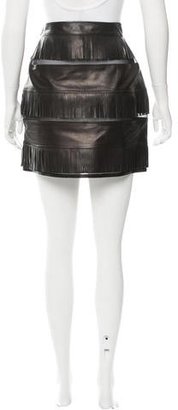 Tom Ford Fringe-Trimmed Leather Skirt w/ Tags