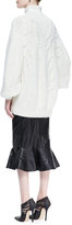 Thumbnail for your product : Oscar de la Renta Leather Midi Skirt with Peplum Flare, Black
