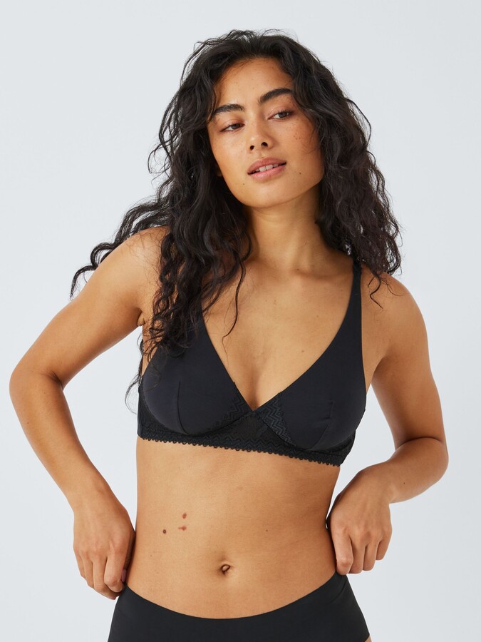 Chantelle Floral Touch Non Wired Bralette, Black at John Lewis
