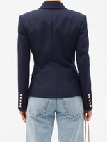 Thumbnail for your product : Balmain Double-breasted Virgin Wool-twill Blazer - Navy
