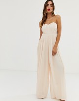 Thumbnail for your product : TFNC bandeau pleated wide leg jumpsuit in blush