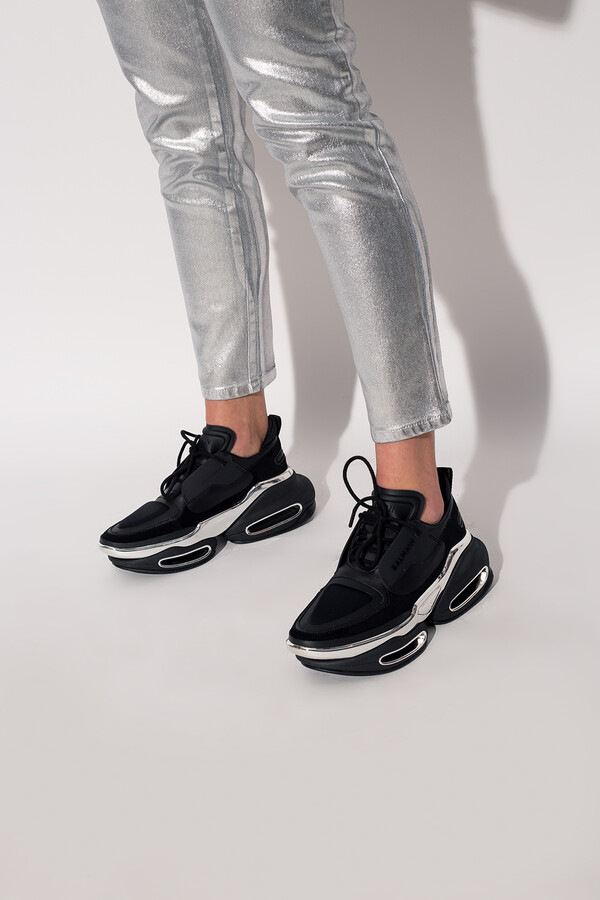Balmain Sneakers With Raised Logo Women's Black - ShopStyle