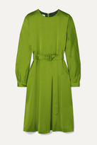 Thumbnail for your product : Dries Van Noten Dicina Belted Satin Midi Dress - Lime green