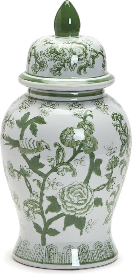 Tozai 18 Green And White Covered Temple Jar