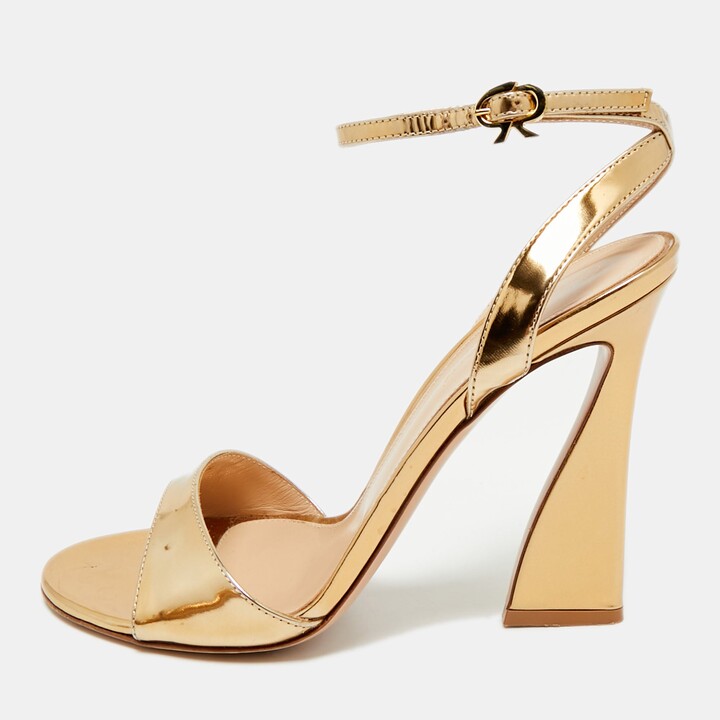 Gianvito Rossi Gold Leather Slingback Heeled Sandals