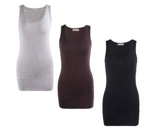 Moxeay Extra Basic Cotton Long Stretch Tank Tops Ribbed