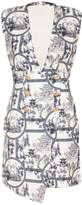 Thumbnail for your product : PrettyLittleThing Cream Oriental Print Sleeveless Gold Button Blazer Dress