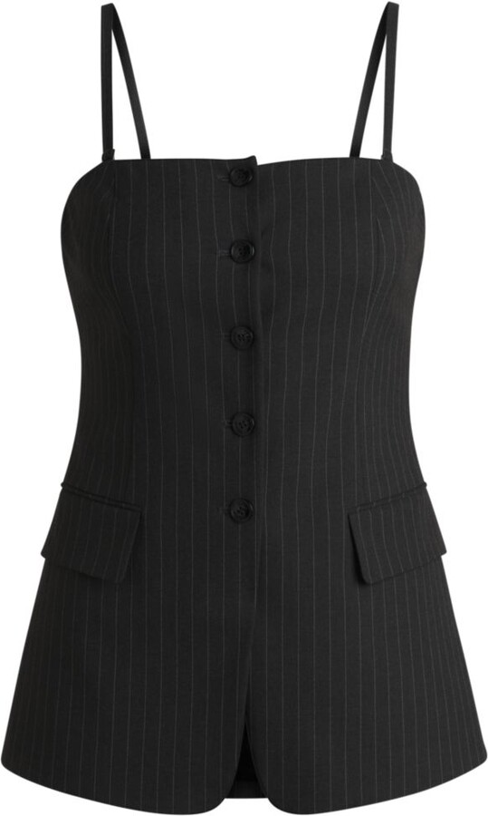 HUGO BOSS Regular-fit tailored vest in pinstripe stretch fabric