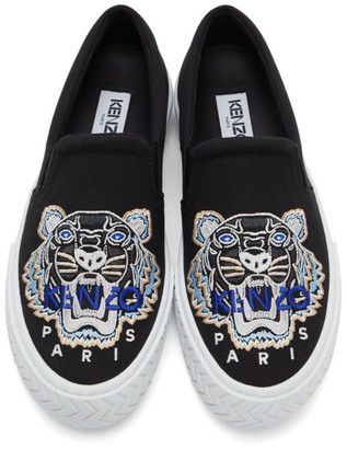 Kenzo Black Tiger Head K-Skate Slip-On Sneakers