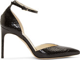 Thumbnail for your product : Brian Atwood Black Snakeskin Lisette d'Orsay Heels