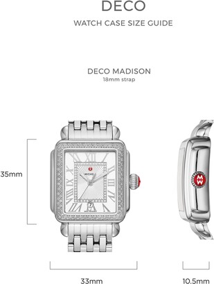 Michele Deco Madison Noir Diamond Dial Watch Head & Bracelet, 33mm