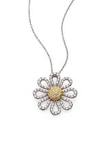 Thumbnail for your product : Roberto Coin Tiny Treasures Diamond, Yellow Sapphire & 18K White Gold Daisy Pendant Necklace