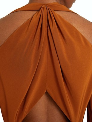 Victoria Beckham Bow-Back Silk Flare Dress