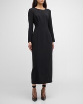 Long-Sleeve Column Midi Dress 