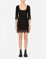 Thumbnail for your product : Dolce & Gabbana Short Wool Crepe Dress With Lace Details