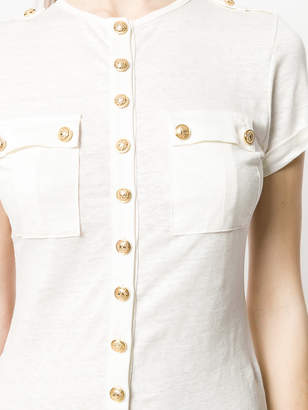 Balmain embossed button T-shirt