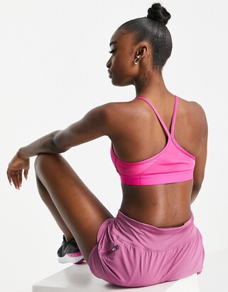 Nike Pro Training Swoosh asymmetric medium-support bra in blue
