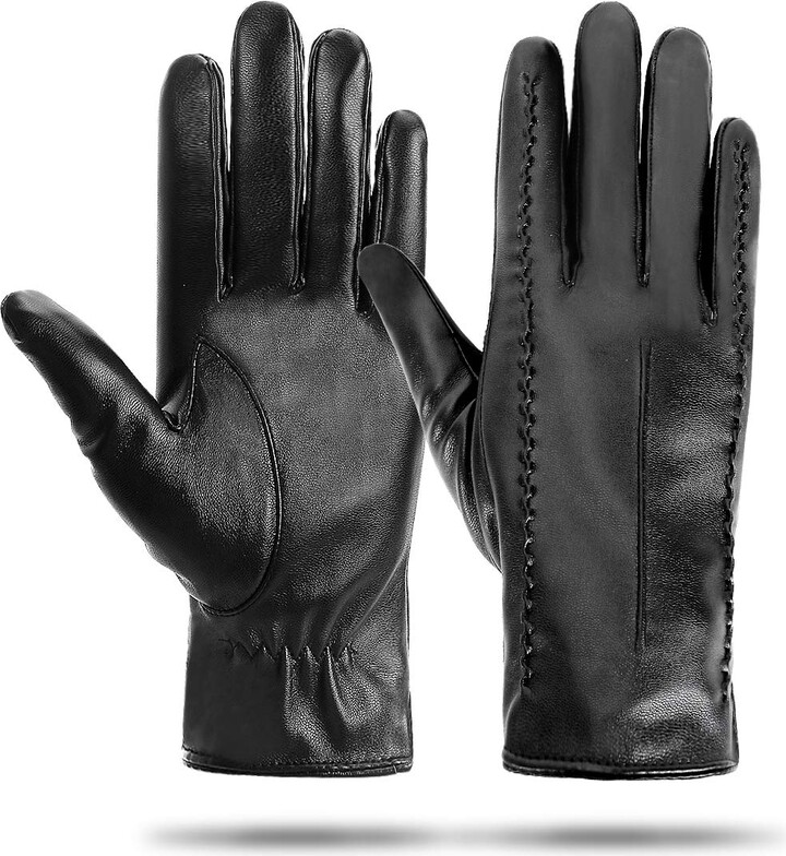 Kakaly Womens Leather Gloves Women Touchscreen Gloves Ladies Winter