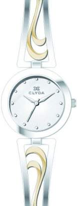 Clyda CLA0517BBPW – Ladies Watch – Analogue Quartz – Silver Metal Strap Silver Dial Two Tone