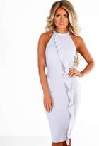 Thumbnail for your product : Pink Boutique Make Your Move Grey Frill Bodycon Midi Dress