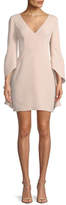 Thumbnail for your product : Halston V-Neck Flounce-Sleeve Mini Cocktail Dress